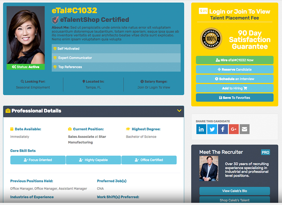 Candidate Bio Preview